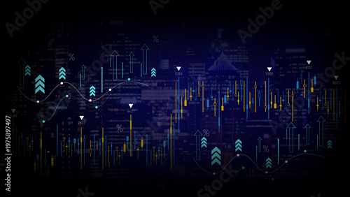 Tableau sur toile Growing financial charts and diagrams showing increasing profits