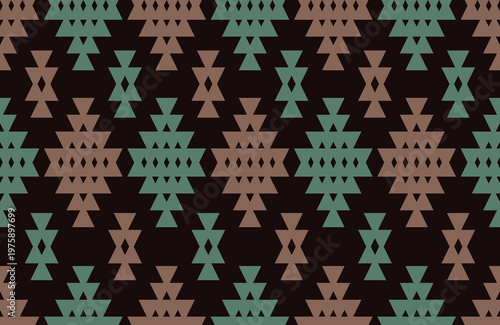 Seamless Tribal Geometric Pattern with Ethnic Boho Abstract Shapes Background