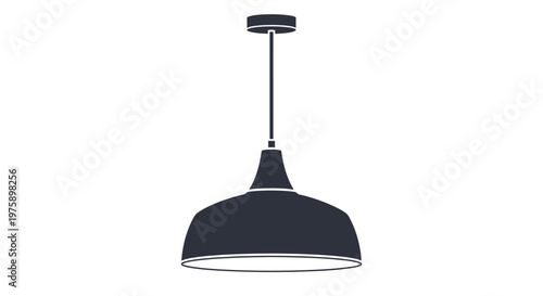 Modern pendant light fixture, industrial style, ceiling lamp, dark blue silhouette