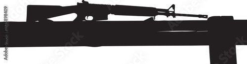 Assault rifle weapon silhouette vector illustration military gun army firearm line art m16