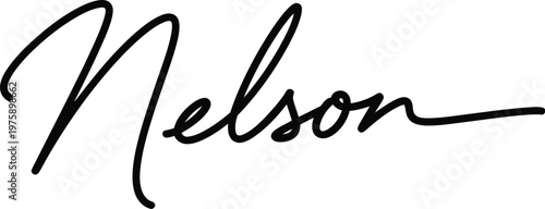 A person signs their name with a black pen in a cursive style