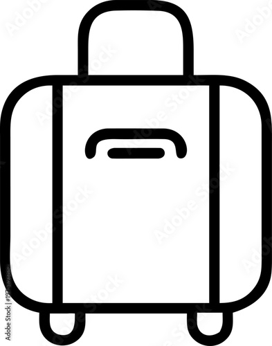 Summer outline vector icon of suitcase, symbol of travel, tourism and adventure.