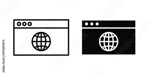 Browser icon. glyph solid icons collection. Line icons