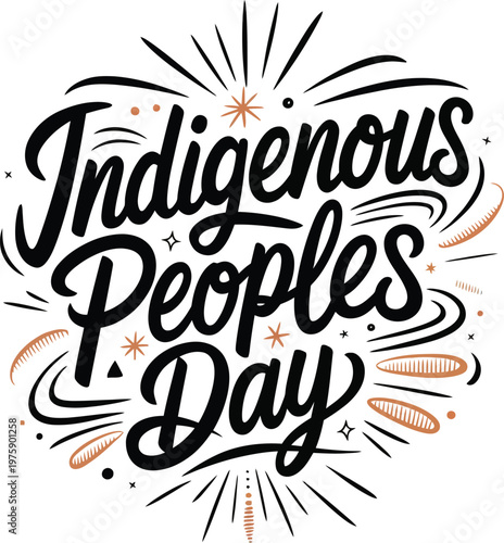 Indigenous Peoples Day Hand Lettered Typography Vector Illustration