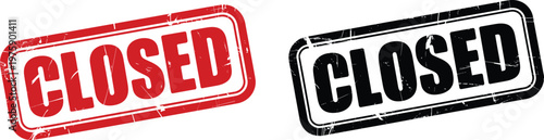 Grunge Red and Black CLOSED Stamp Vector Icons for Business Notices, Shop Signs, and Event Announcements