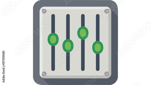 Audio mixer control panel icon showing sliders for sound adjustment in music production and recording setup vector
