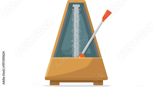 Wooden metronome icon with pendulum indicating rhythm timing device used by musicians for practice accuracy vector