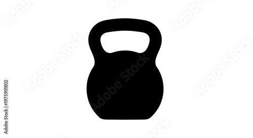 Black Kettlebell Silhouette Icon, Isolated on White Background, Fitness Equipment