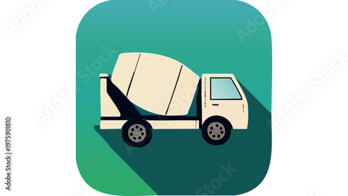 Cement mixer truck icon representing construction vehicle used for transporting concrete materials on building sites vector