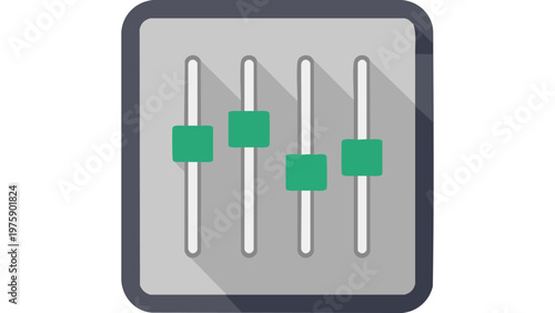 Audio mixer control panel icon with sliders representing sound engineering equipment for music production studio vector