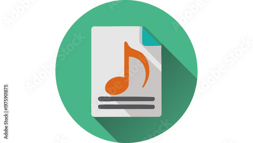 Music file document icon with note symbol representing digital audio file format and media storage concept vector