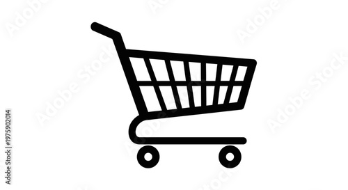Shopping Cart Icon: Simple Black Outline Symbol for Online Retail and Commerce