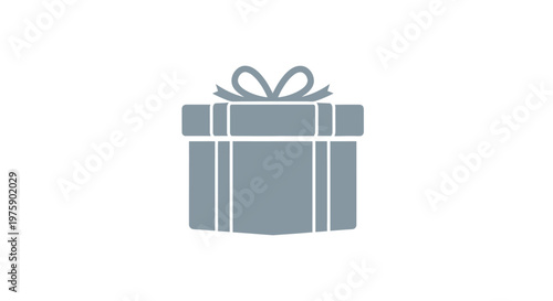Simple Gift Box Icon with Bow - Vector Illustration