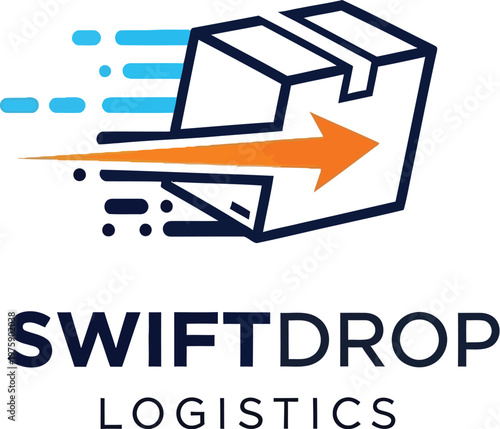 A modern logistics company logo with a box and arrow design