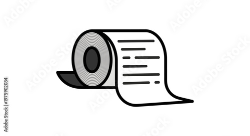 Receipt Roll Icon - Paper Scroll with Text, Business and Finance Concept