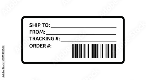 Shipping Label with Barcode, Tracking and Order Numbers