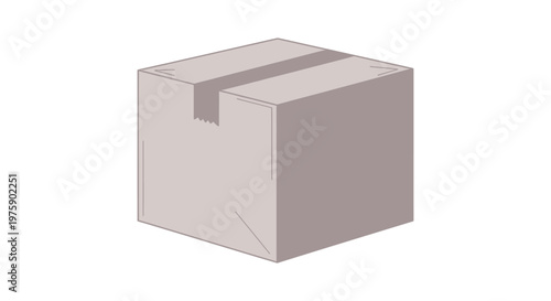 Plain Cardboard Box Closed with Tape, Shipping Container, Delivery Package