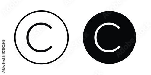 Copyright icon. glyph solid icons collection. Line icons