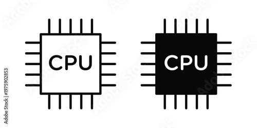 CPU icon. glyph solid icons collection. Line icons