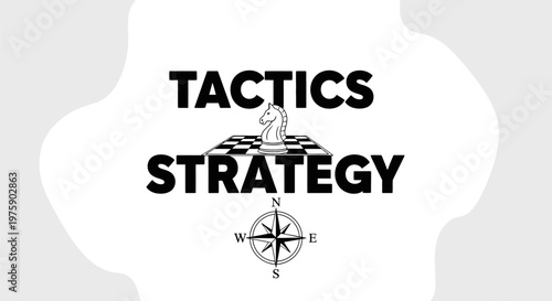 Conceptual Logo Design for Tactics and Strategy Featuring Chess Knight and Compass Rose.