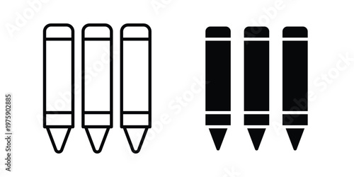 Crayon icon. glyph solid icons collection. Line icons