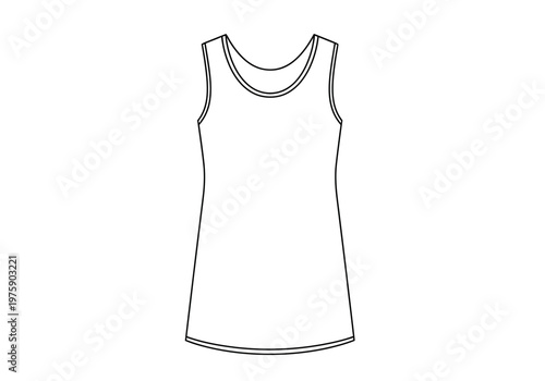 The illustration depicts a sleeveless women's tank top with rounded neckline.
