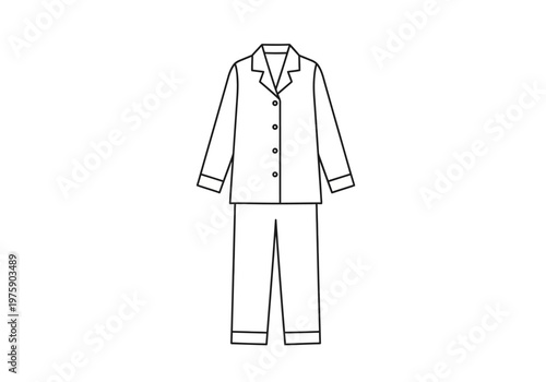 An illustration of a pajama set on display