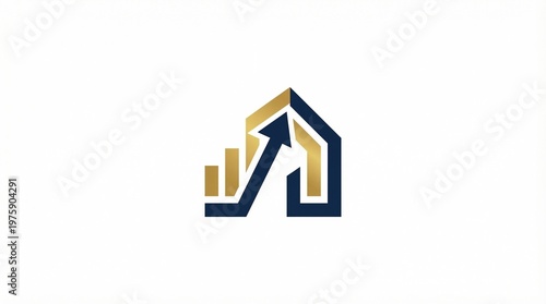 Real Estate Investment Growth Abstract Icon Symbolizing Property Value Appreciation and Financial Success
