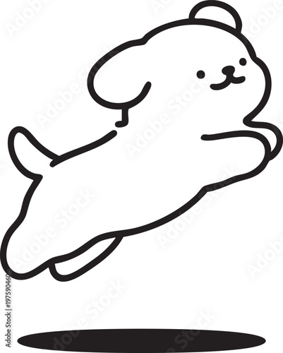 Jumping floppy eared puppy outline illustration