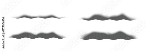 Set of sound waveforms and audio signals on white background, illustrating different frequencies, amplitudes, and patterns.