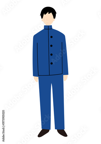 男子学生の立ち姿フラットイラスト