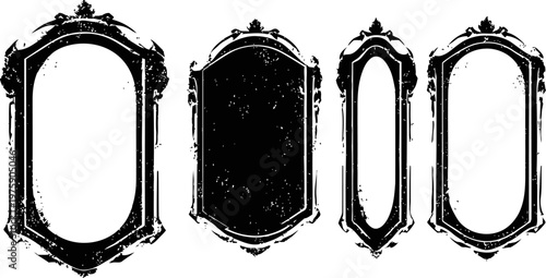 vintage ornate frames set black decorative borders in antique with floral accents and distressed texture