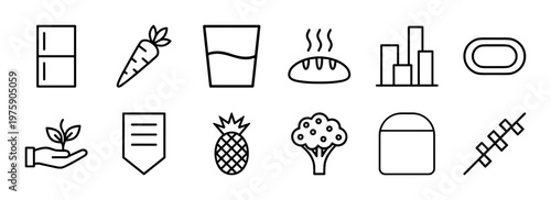 Minimalist food and gardening outline icons