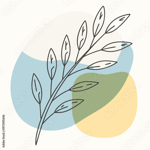 Abstract Botanical Leaf Illustration Modern Organic Shape Background
