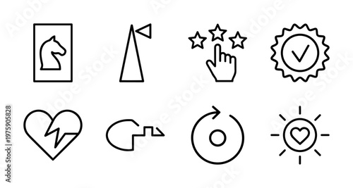 Minimalist branding and marketing strategy outline icon set