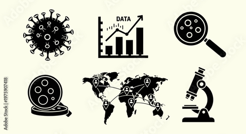 Global Virus Spread Data Analysis and Research Icons