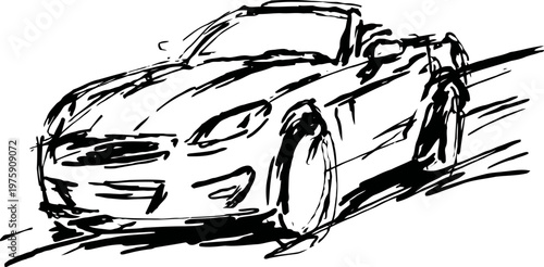 Sleek convertible car sketch driving fast dynamic speed luxury vehicle illustration