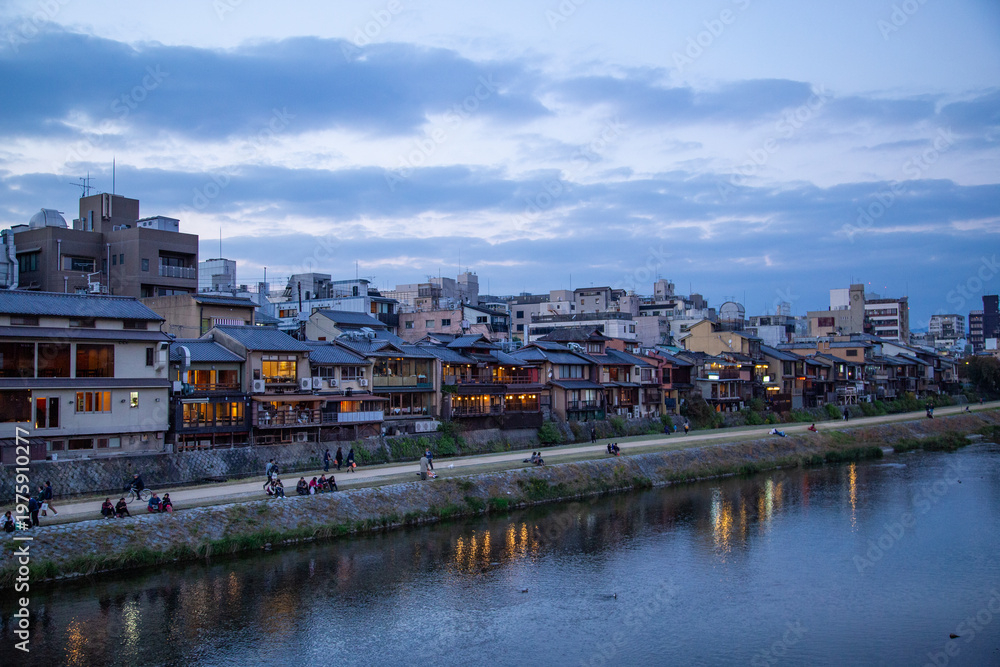 Fototapeta premium A street and river in Kyoto, Japan