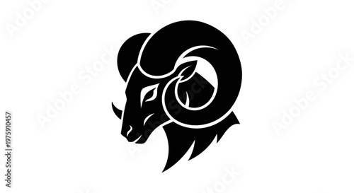 Aries Zodiac Sign Black Silhouette Illustration.