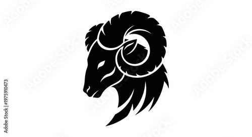 Aries Zodiac Sign Black Silhouette Illustration.