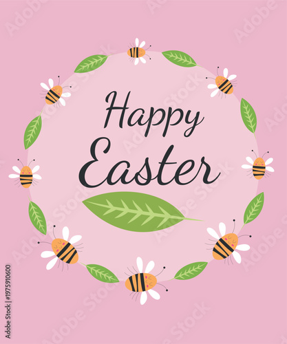 Spring with Flowers and Bee at Banner