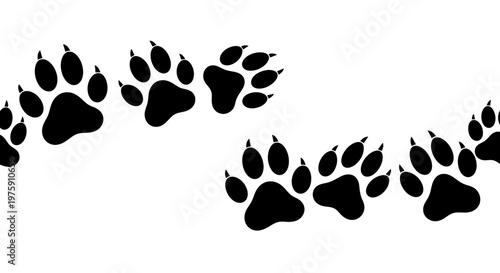Black animal paw prints on a clean white background.