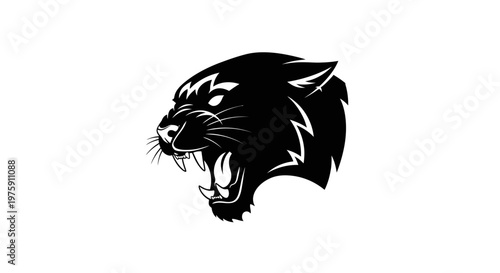 Fierce Black Panther Head Roaring with Intensity.