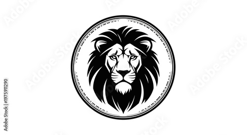 Majestic Lion Head in a Circular Emblem Design.