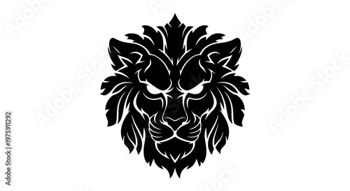 Majestic Lion Head Illustration with Intricate Details and Fierce Expression.