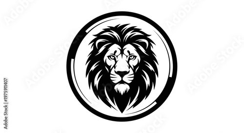 Majestic Lion Head in Circle Logo Design.