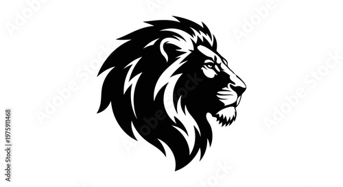 Majestic lion head in profile, a symbol of strength and nobility.