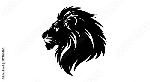 Majestic Lion Head Silhouette in Black and White.