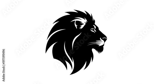 Majestic Lion Head Silhouette in Black and White.