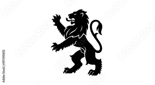 Majestic Black Lion Heraldic Symbol Standing Proudly.